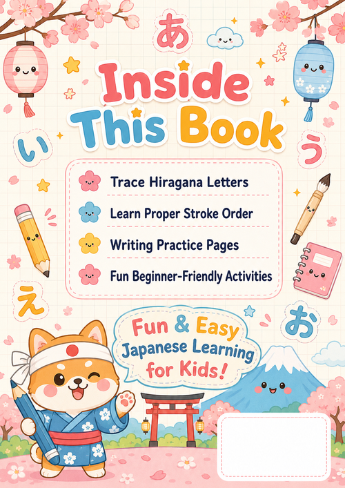 Learn Japanese Hiragana Practice Workbook for Beginners (Digital PDF)