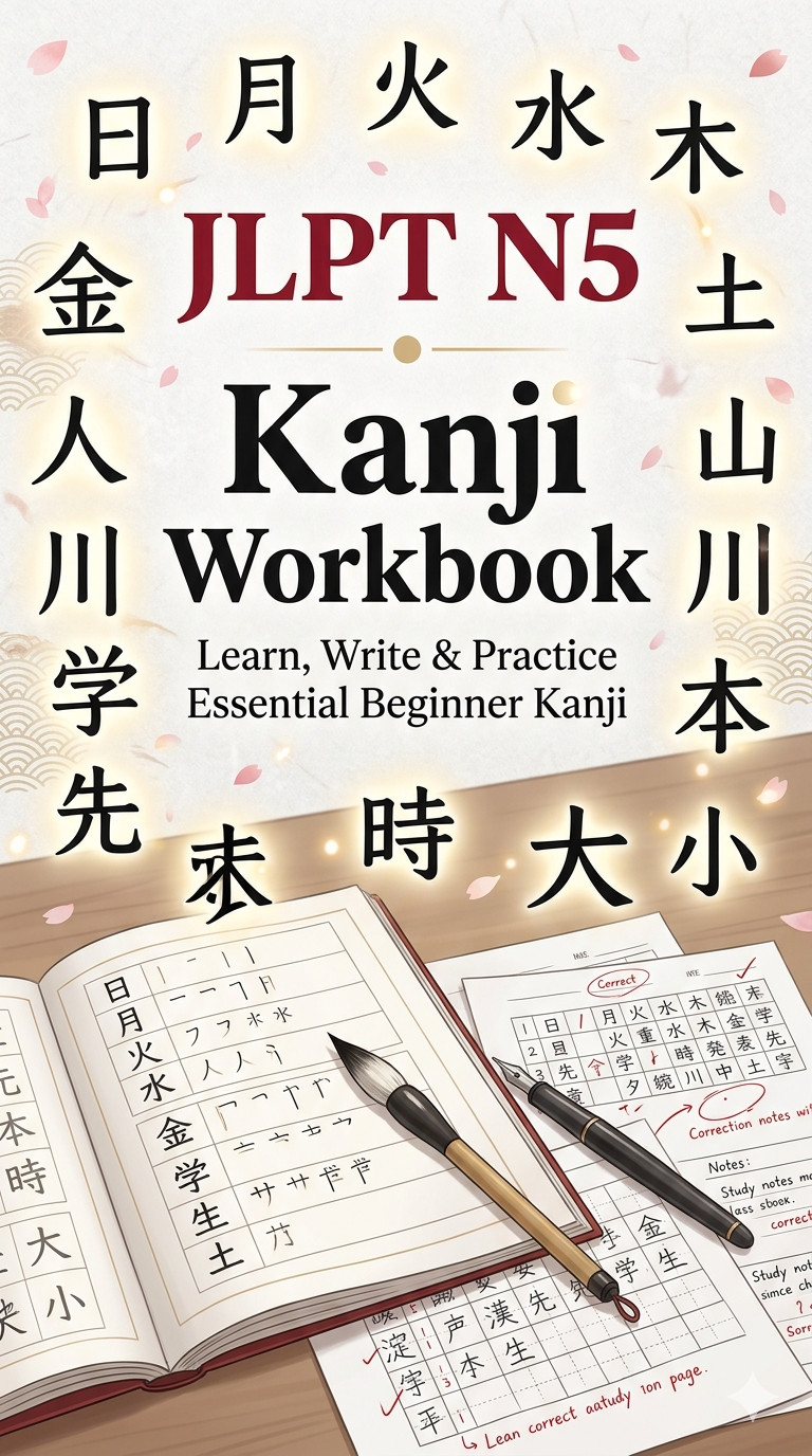 JLPT N5 Kanji Practice Workbook for Beginners (Digital PDF)